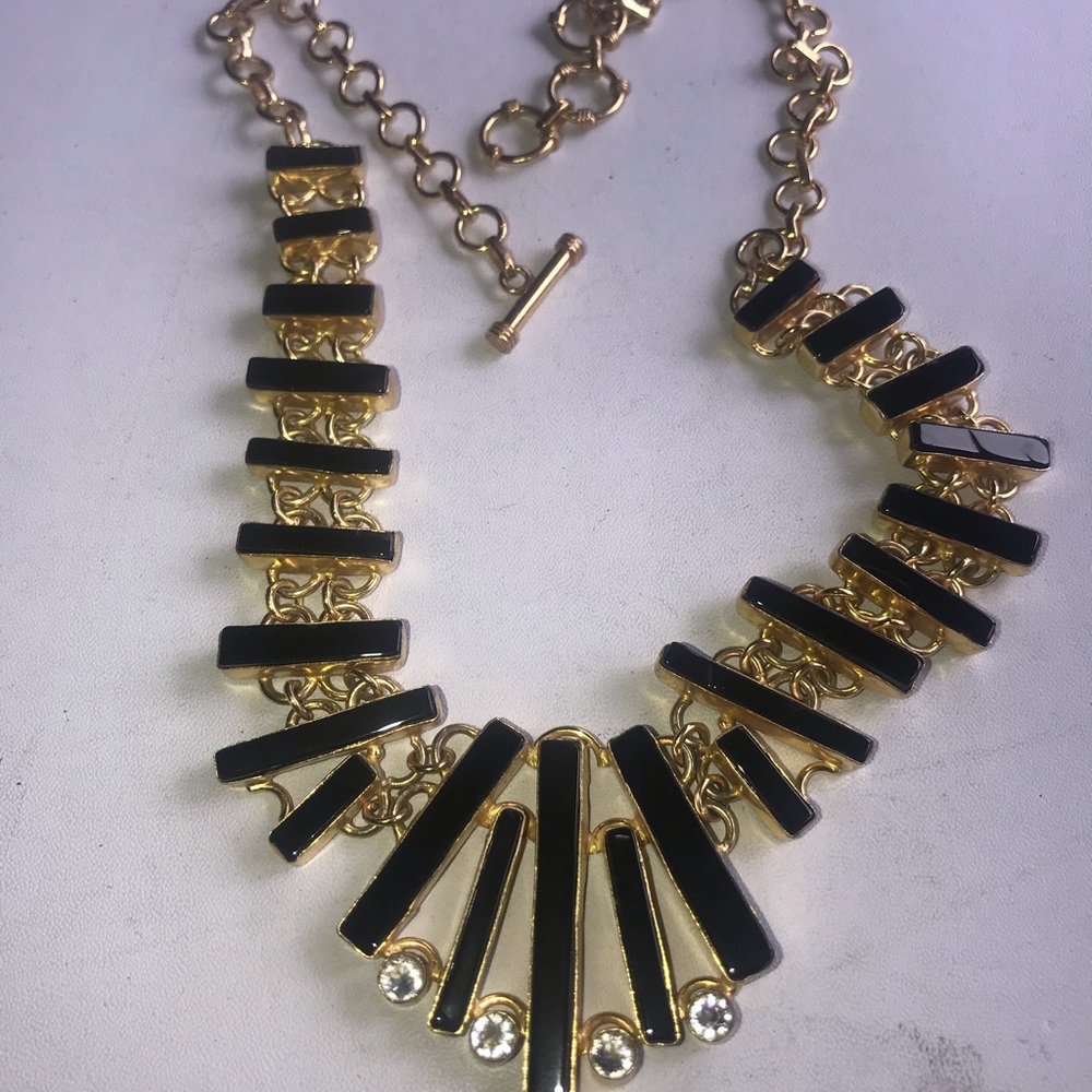 Beautiful onyx and white topaz vermeil necklace - Picture 2 of 3